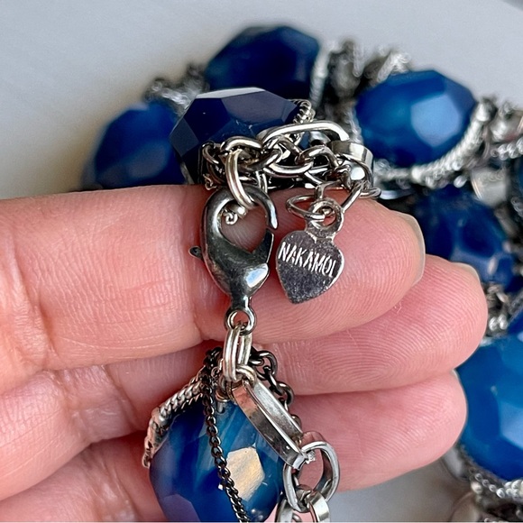 NAKAMOL Grungy Style Blue Chunky faceted Semi-Precious Stones Mixed Metal Chains - Picture 6 of 12